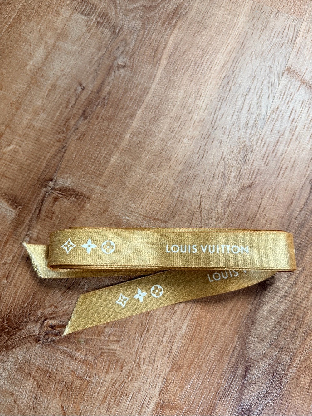 Louis Vuitton Gold Monogram Gift Ribbon / Bow Wrap 100” Long White Logo